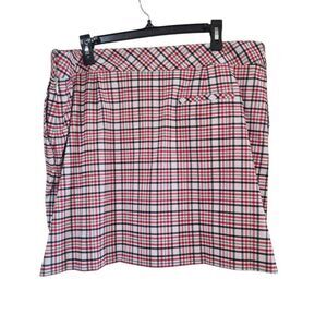Izod Golf Women's White/Red/Navy Cotton/Poly Plaid Athletic Skirt Skort